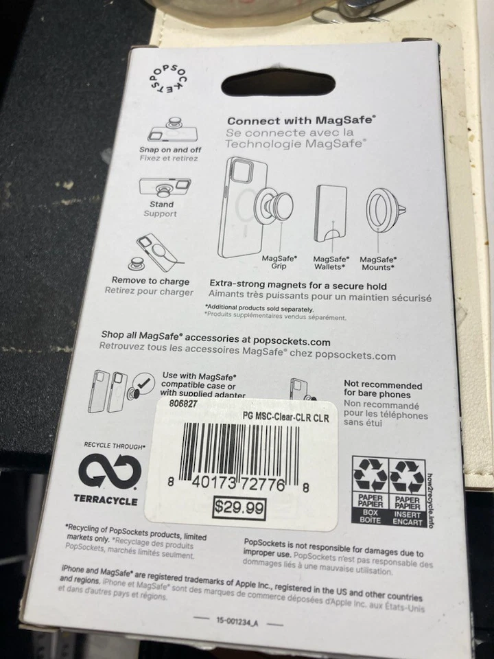 PopSockets Magnetic MagSafe PopWallet+ Phone Wallet & Grip iPhone - White/Clear - Image 2 of 2