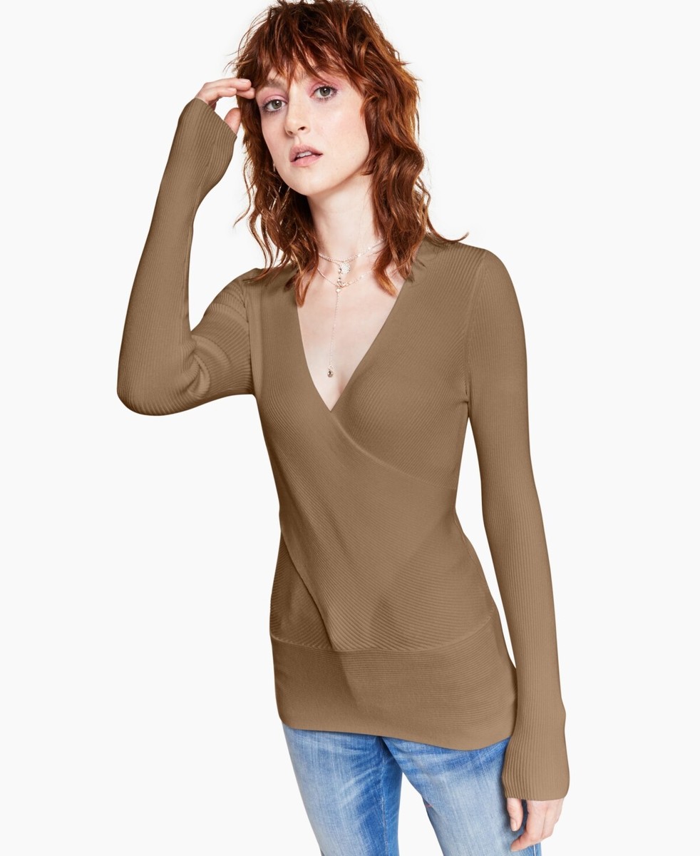 MSRP $60 Inc Solid Ribbed Surplice Sweater Size XL (TORN)