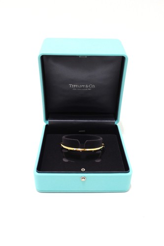 USED Tiffany & Co. Vintage 18k Gold Platinum Etoile Diamond Bangle Bracelet AUTH - Picture 2 of 10