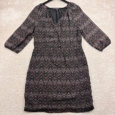Banana Republic Dress Womens Size 4 Dark 3/4 Sleeve Animal Print Lightweight