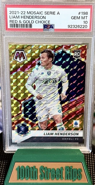 2021-22 Mosaic Serie A Liam Henderson Red & Gold Choice PSA 10 10/10 #198 Rookie