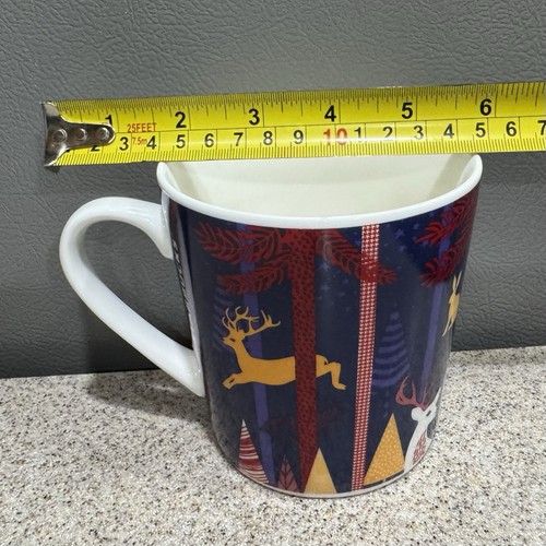 STARBUCKS Christmas Coffee Mug Cup 2017 Woodland Creatures Deer Trees 18 oz EUC! - Picture 3 of 8