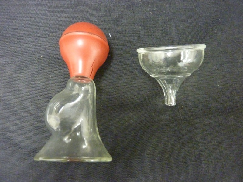 NURSERY EMPHEMERA :  GLASS BABY BOTTLE FUNNEL BREAST PUMP