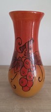 Vase ancien signé Legras – Verre orange décor raisin – Art Déco – 23 cm
