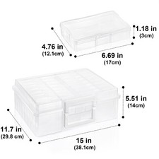 Clear Storage Box with 16 Inner Cases 4" x 6"   2-Pack Plastic Container Set