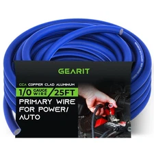 GEARit 1/0 Gauge Wire (25ft - Blue Translucent) Copper Clad Aluminum CCA - Pr...