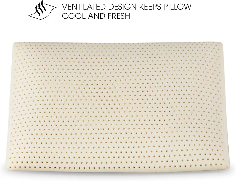 100% Talalay Latex Pillow, Luxury Standard Sleeping Bed Pillow, Medium/Standard - Image 3 of 4