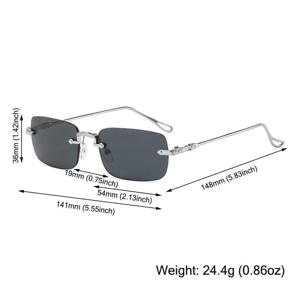 Metal Rectangle Sunglasses Rimless Eyewear  for Women & Men - image 2 of 4