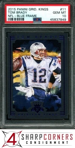 2015 PANINI GRIDIRON KINGS #11 TOM BRADY BLUE FRAME POP 2 PSA 10