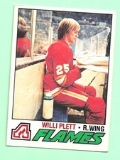 (1) WILLI PLETT 1977-78 O-PEE-CHEE # 17 FLAMES ROOKIE EX/EX+ CARD (N4200). rookie card picture