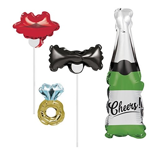 Creative Party PC331809 Inflatable Balloon Wedding Photo Booth Props-4 Pcs, Mult