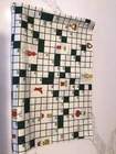 Vintage Crossword Puzzle Multi Color Cotton Quilting Fabric 30” X  40”  New