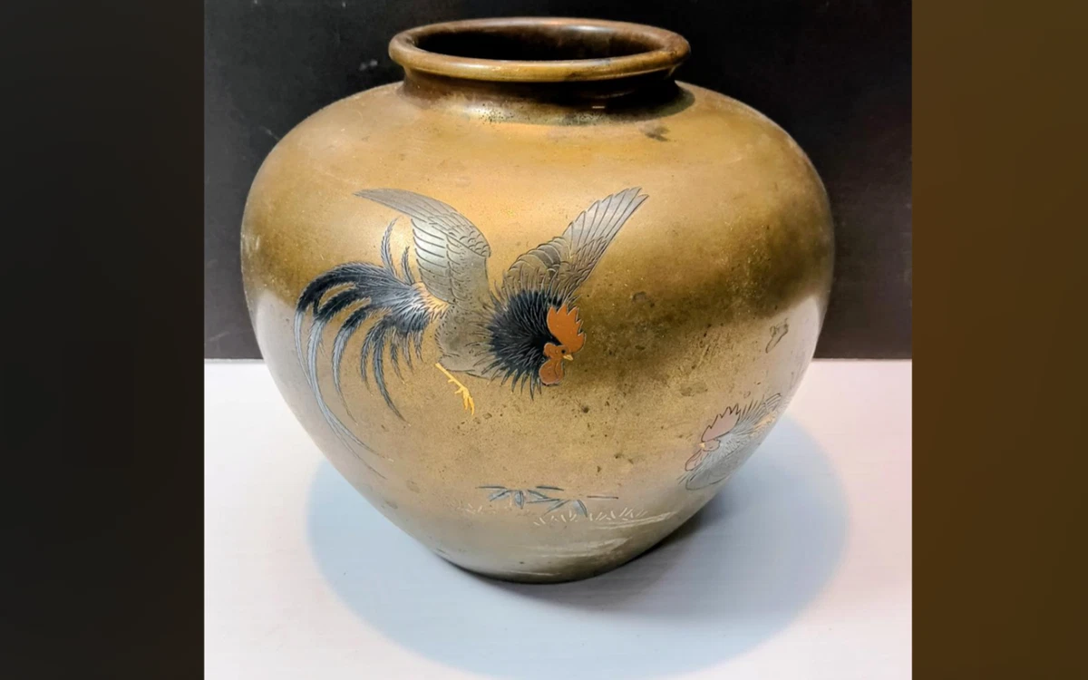 黄铜1850-1899 年日本花瓶| eBay
