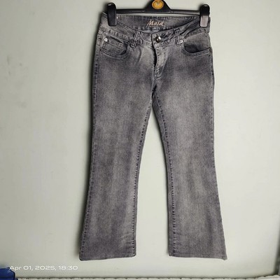 Maia Damen Bootcut Leg Jeans Grau Mid Rise Größe 14 Stretch (Gebraucht)