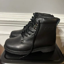 SFG Black Leather Lace Up Work Boots Slip Oil Resistant Women's Size 7.5