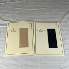 Vintage Victoria  s Secret Stockings Size Small 2 Pairs Black Polka Dot  Nude H1