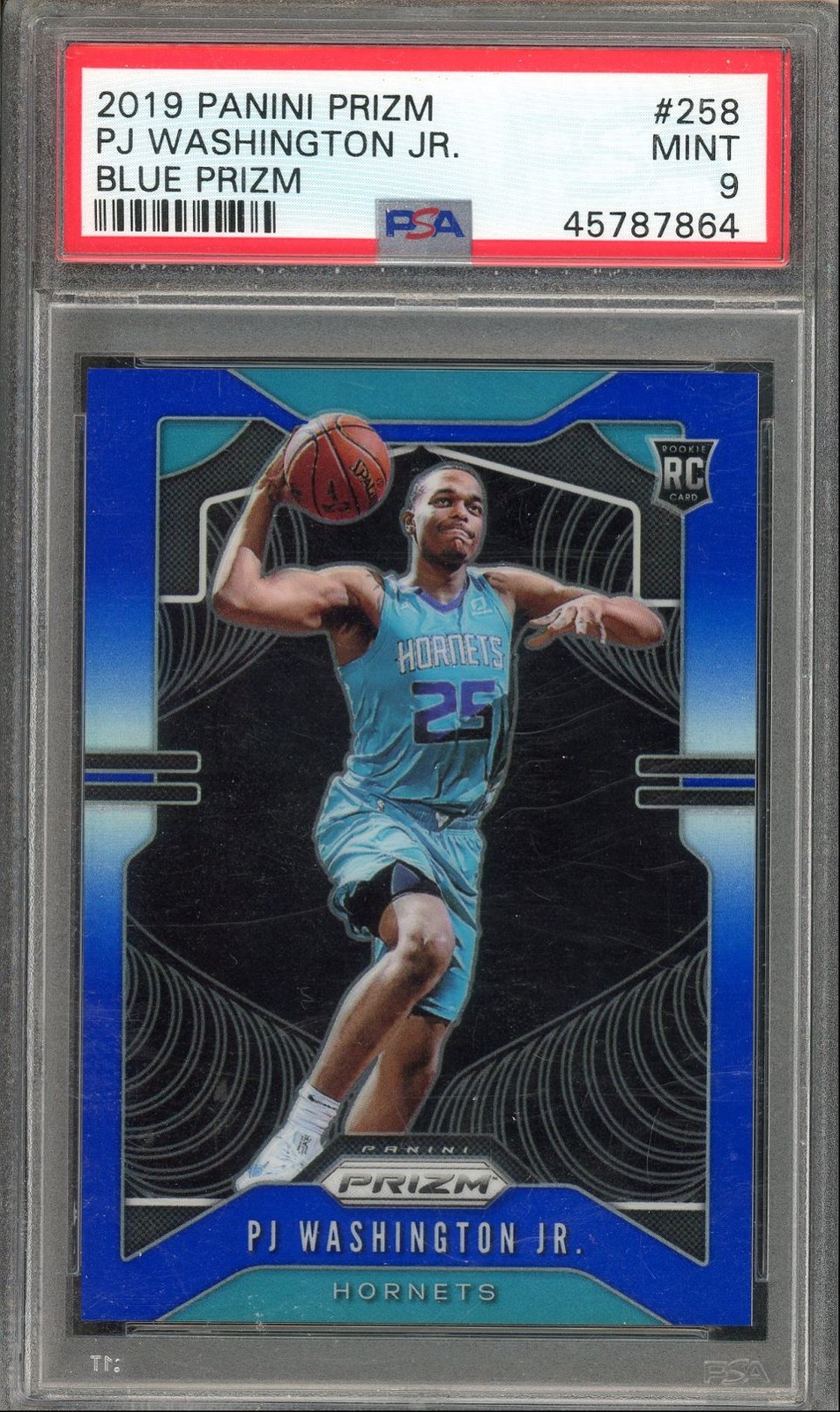 2019-20 Panini Prizm Blue PJ Washington Jr. PSA 9 /199 #258 RC Charlotte Hornets