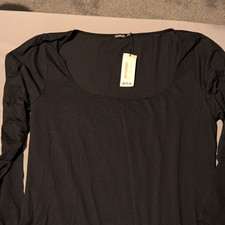 Boohoo Plus Black Square Neck Long Sleeve Bodycon Mini Dress UK 24 new with tag 