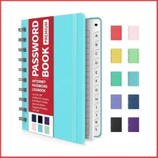 Password Book with Individual Alphabetical Tabs, 4"X5.5" Small Password Notebook