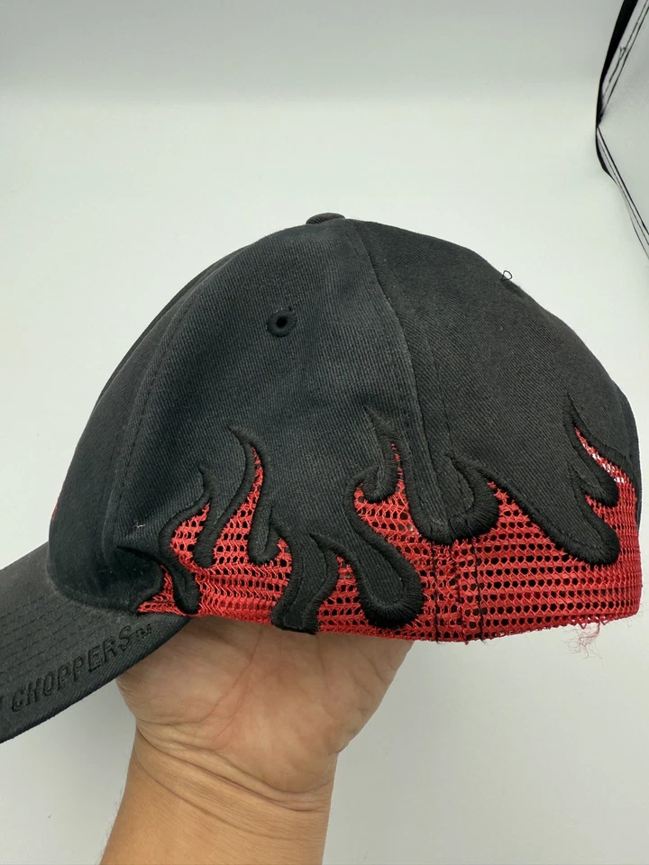 ORANGE COUNTY CHOPPERS flame embroidered Hat Motorcycle Black Flex fit  - Image 4 of 4