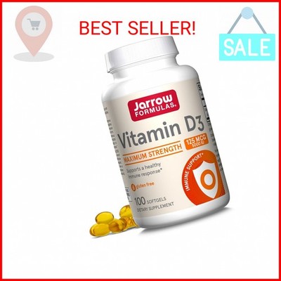 Jarrow Formulas Vitamin D3 125 mcg (5000 IU) - 100 Servings (Softgels) - Bone He
