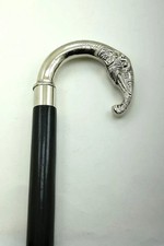 Brass Vintage Designer Handle Handmade Black Wood Walking Stick Cane Mens