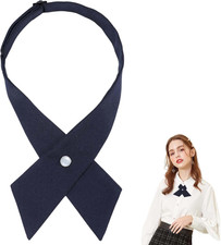 School Ties, Adjustable Criss-Cross Black Bow Tie, Pre Tied Black Tie for Women