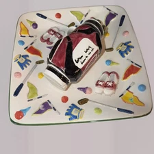 Ceramic Chip and Dip Platter - Golf Course Square World Bazaar Large Multicolor