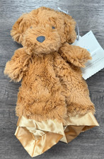 New Cloud Island Puppy Dog Lovey Security Blanket Brown Satin Trim Soft Plush