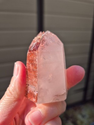 Natural Quartz with Hematite Inclusions Point Protector Brazil Reiki Collector