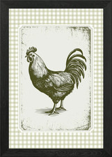 Vintage Rooster Illustration on Gin Framed Wall Art Poster Canvas Print Picture