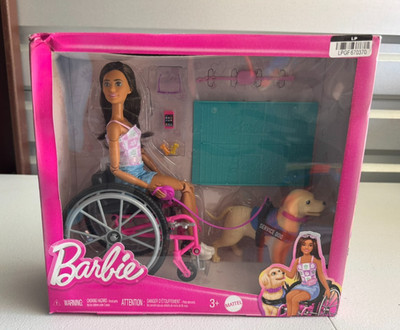Barbie Brunette Doll & Service Dog Playset – Wheelchair, Ramp