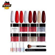 Aokitec Dipping Powder Set 14 St&uuml;ck Rot Gold Glitter Nagelstudio