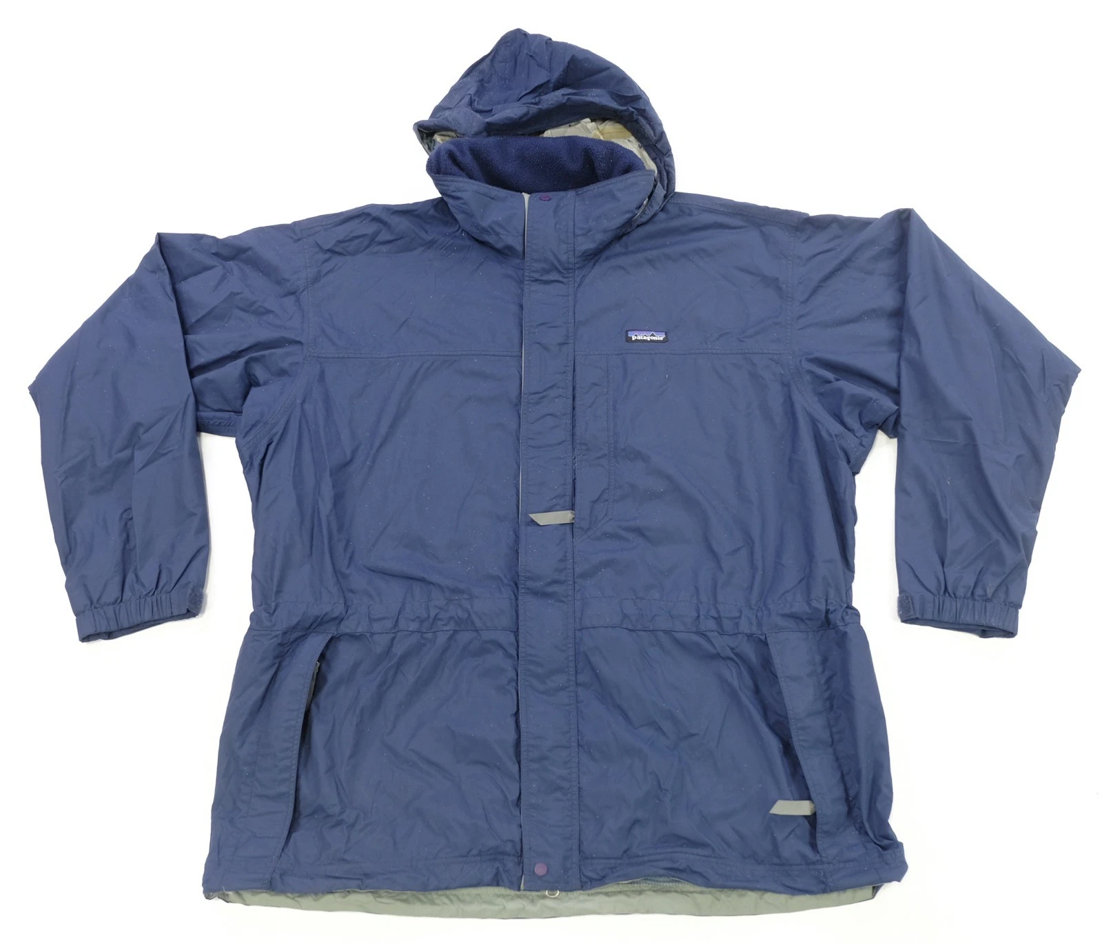 Rare VTG PATAGONIA Storm Parka Waterproof Shell Fleece Collar Jacket 90s Blue L