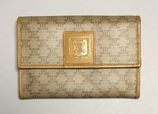 Vintage Celine Macadam Triomphe Printed Card Holder Bifold Wallet Neutrals