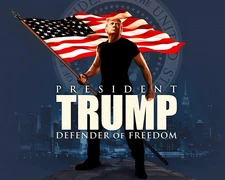 #0685 P-8X10 Trump Defender Of Freedom Glossy Photo Fast-Secure First Class Ship