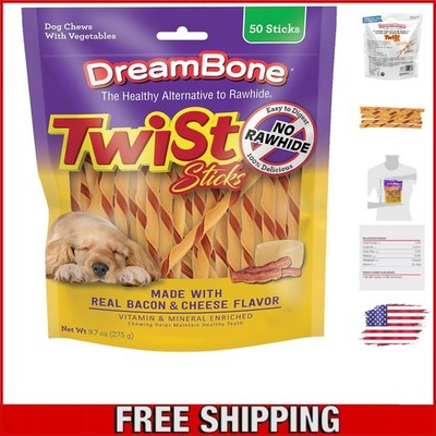 Nutritious and Tasty Bacon & Cheese Chews for Dogs - 50 Rawhide-Free Sticks
