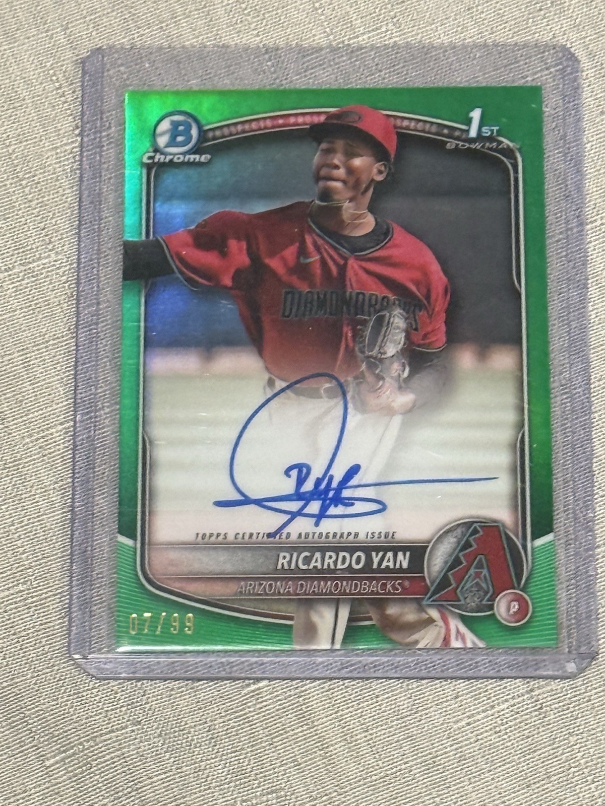 2025 Bowman Chrome Ricardo Yan 1st Green Refractor Auto #CPA-RY /99