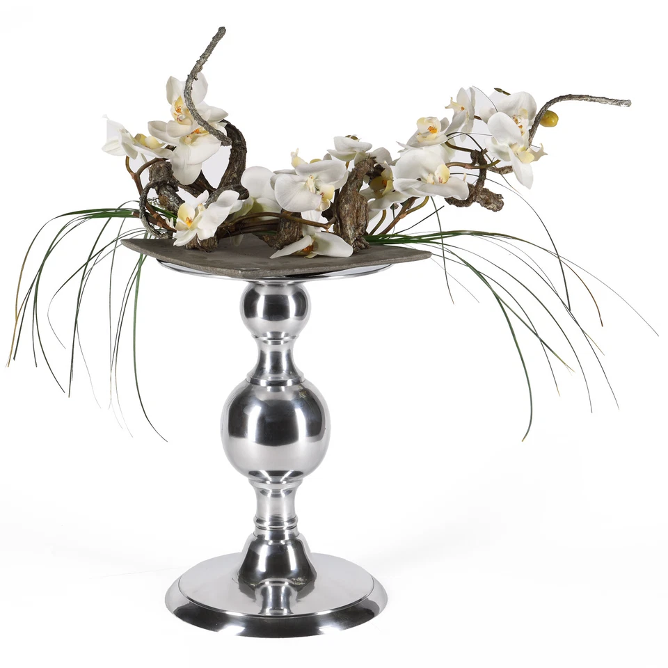 Blumensäule Deko-Säule Flachsäule Aluminium poliert Ø 27cm Podest 40cm Höhe - Bild 3 von 3