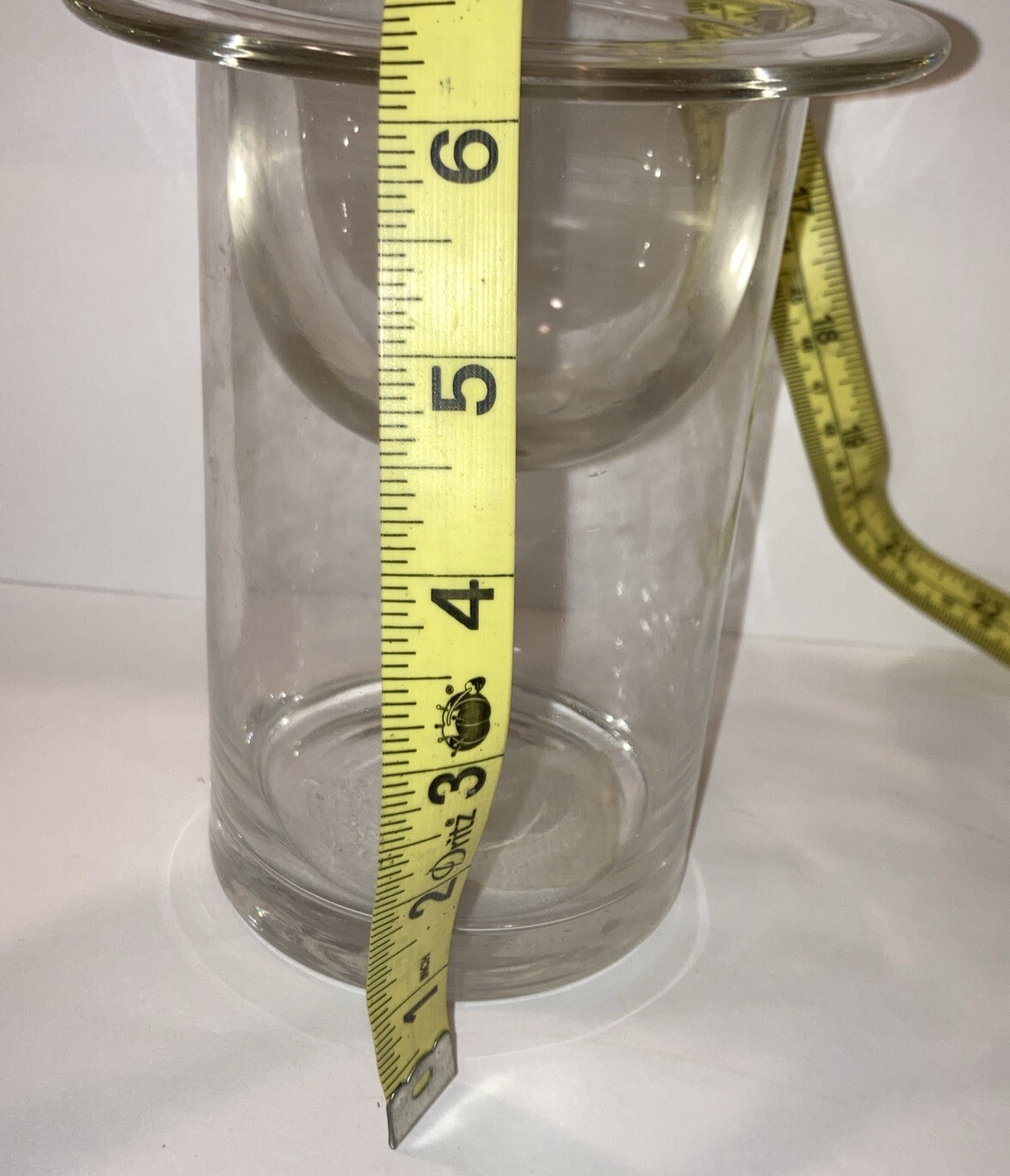 Clear Glass Hurricane with Glass Candle Holder Insert.