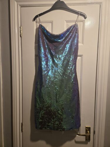 Karen Millen Size 6 Cowl Neck Mermaid Effect Sequined Mini Dress - Picture 2 of 7