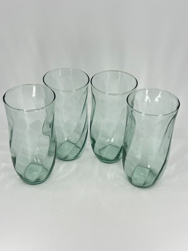 4 Vintage Indiana Glass Serene Green Swirl Design Tumblers # 1780 / 1970s MCM - Picture 16 of 21
