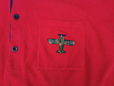 Pull Vintage Iceberg Bleu Brodé Avion Armée - Taille M, état Comme Neuf