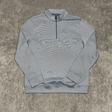 Hickey Freeman 1/4 Zip Golf Pullover Shirt Mens Medium Blue Striped Performance