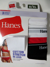 Hanes Originals 3-Pack HI-LEGS brief panties Cotton Stretch Women  8/XL  27.00