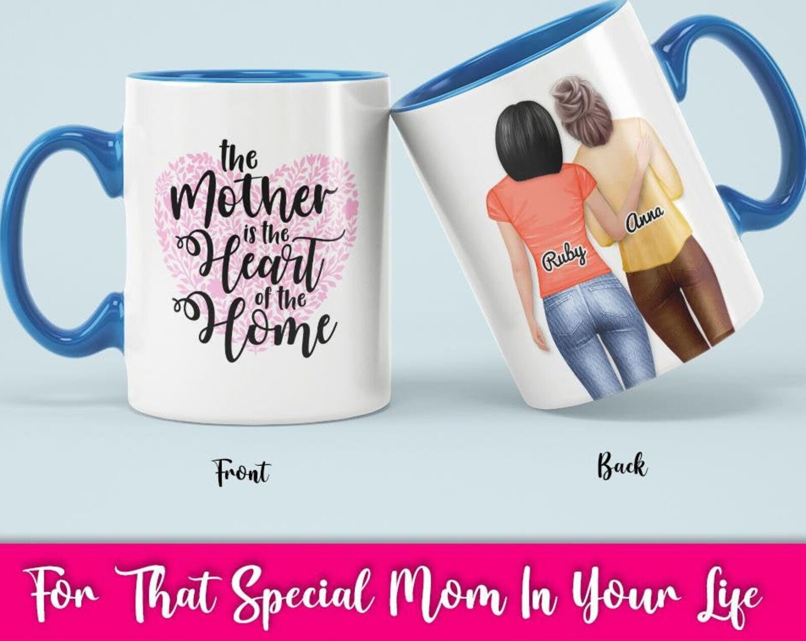The Heart Of The Home Mug For Mom Personalized Mother Daughter Mug Customizable
