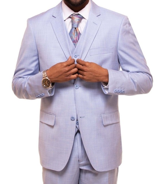 MEN'S SKY BLUE SUIT LT BLUE POWDER BLUE BABY BLUE 3 PC VESTED SUIT