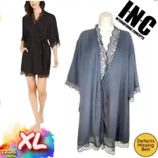 NWD INC International Concepts XL Lace Trim Short Robe Black 100085683MS $75