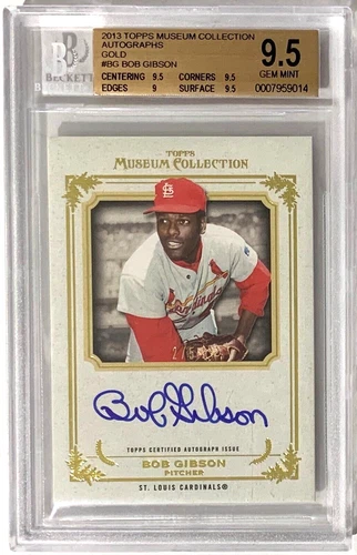2013 Topps Museum Collection Gold Bob Gibson Auto /5 BGS 9.5 10 Auto GEM POP 1