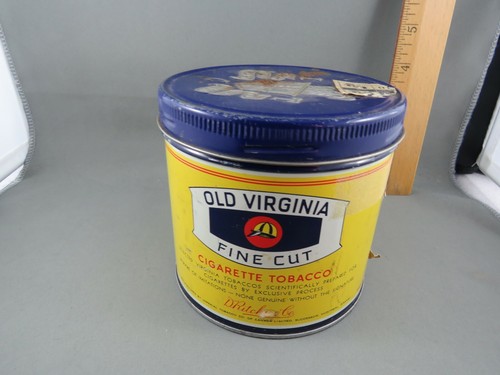 VINTAGE Old Virginia Fine Cut Cigarette TOBACCO TIN CAN - Picture 3 of 7